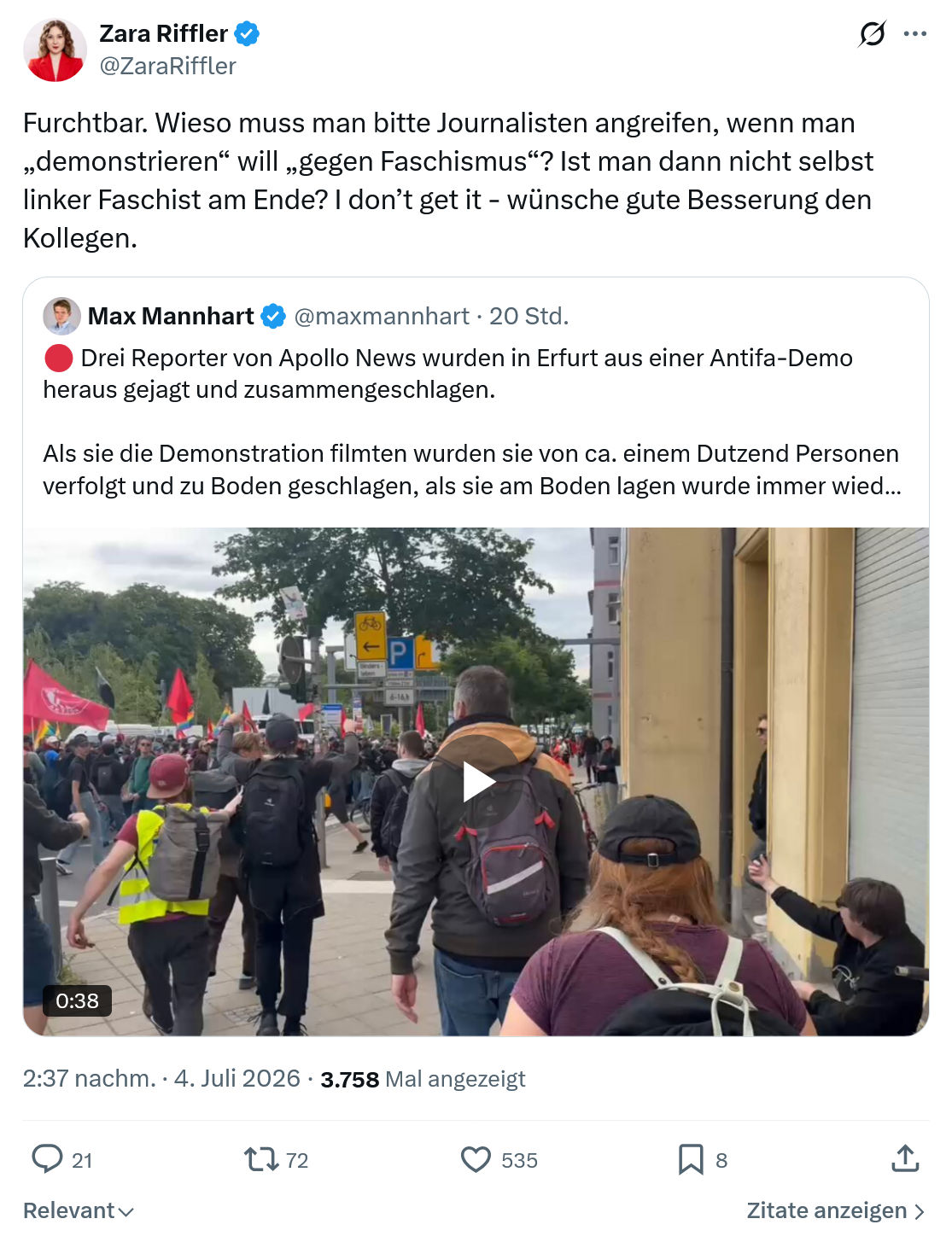 Zara Riffler: Furchtbar. Wieso muss man bitte...