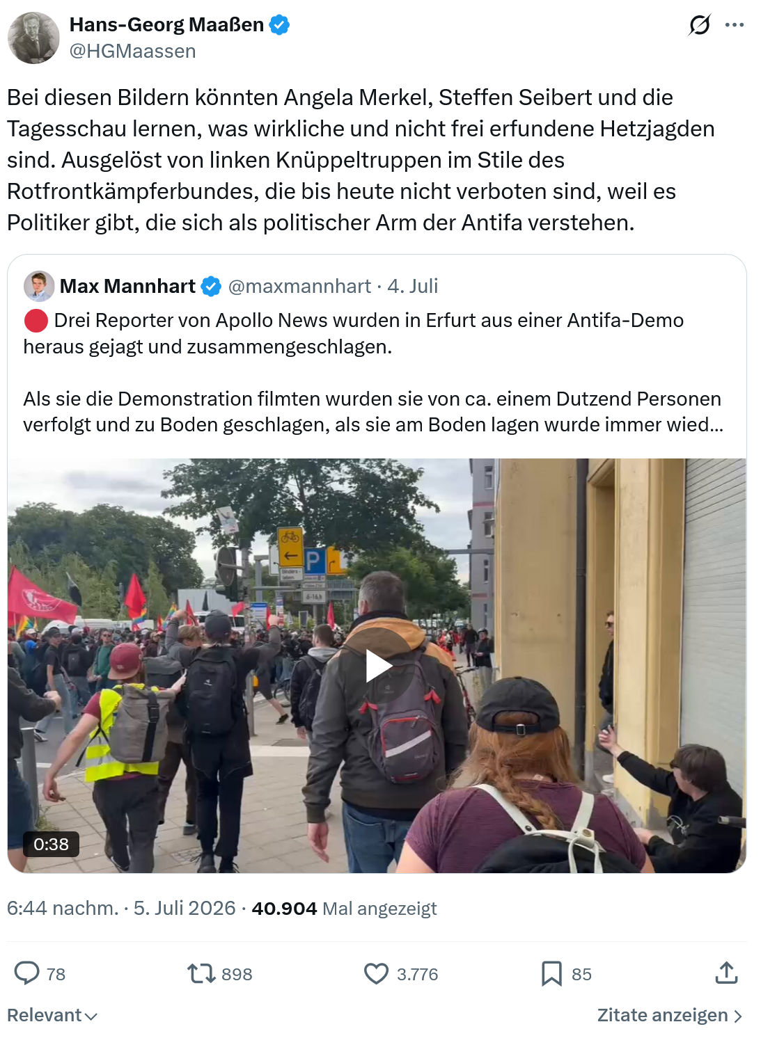 Hans-Georg Maaßen: Bei diesen Bildern könnten Angela Merkel...