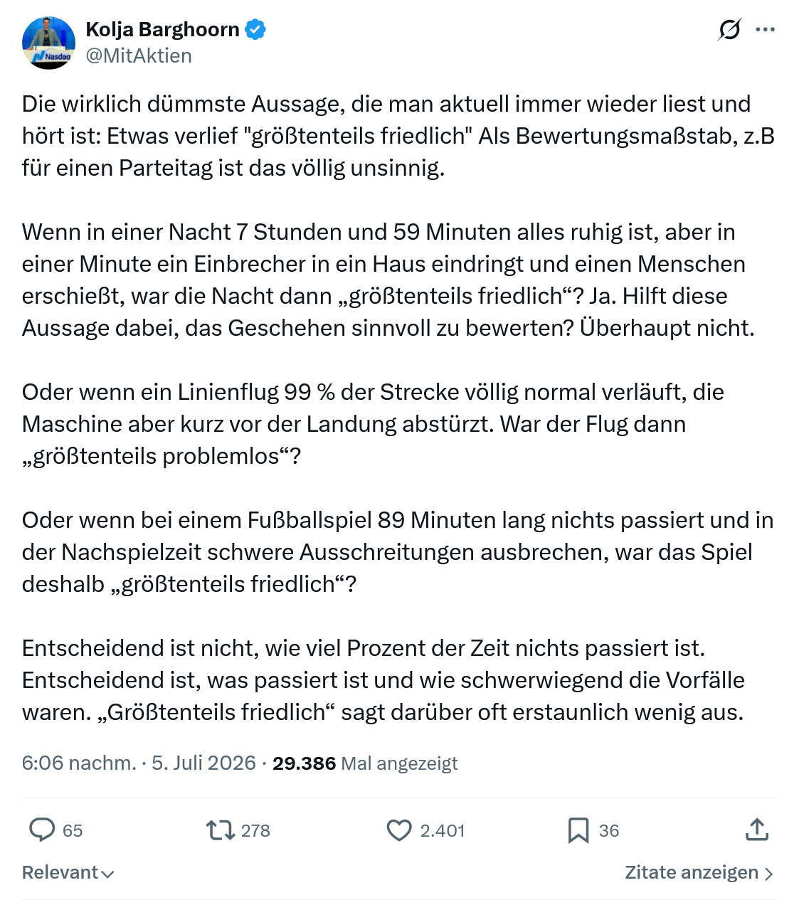 Kolja Barghoorn: Die wirklich dümmste Aussage...