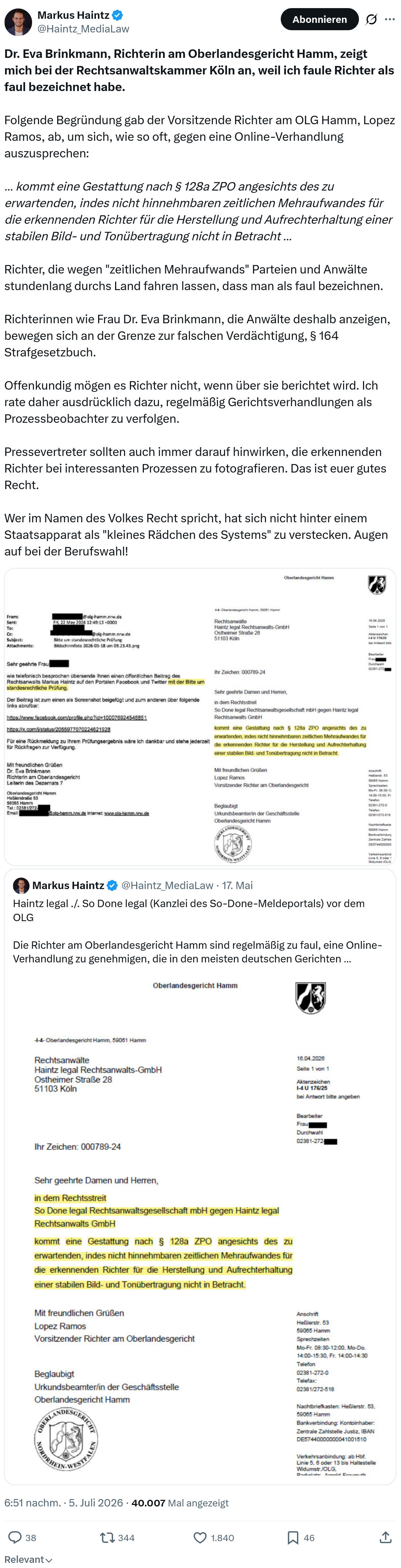 Markus Haintz: Dr. Eva Brinkmann...