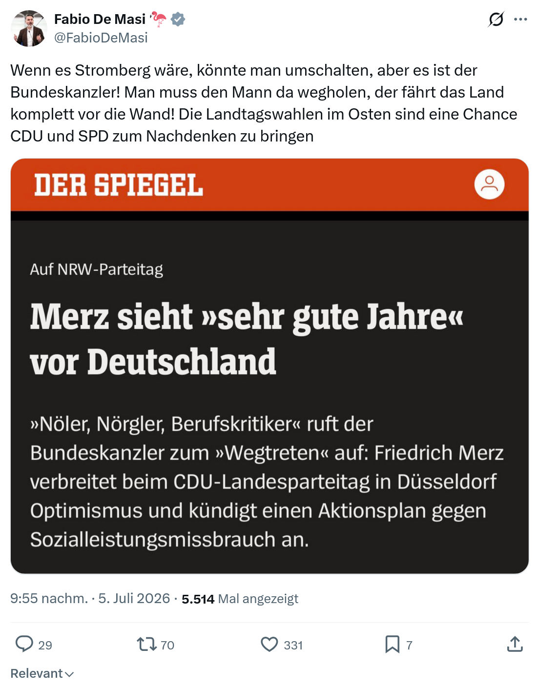 Fabio De Masi: Wenn es Stromberg wäre...