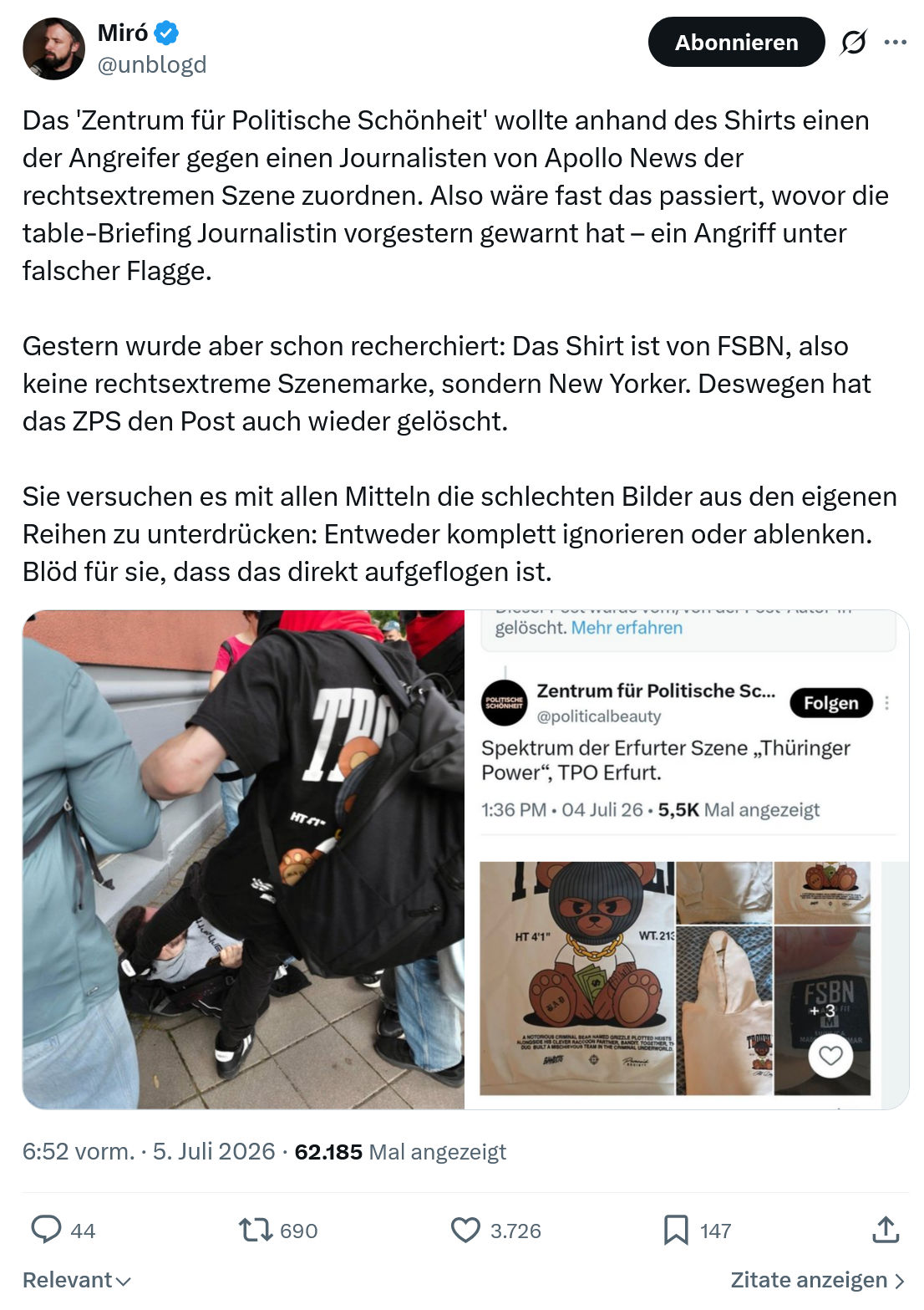 Miro Wolsfeld: Das 'Zentrum für Politische Schönheit'...