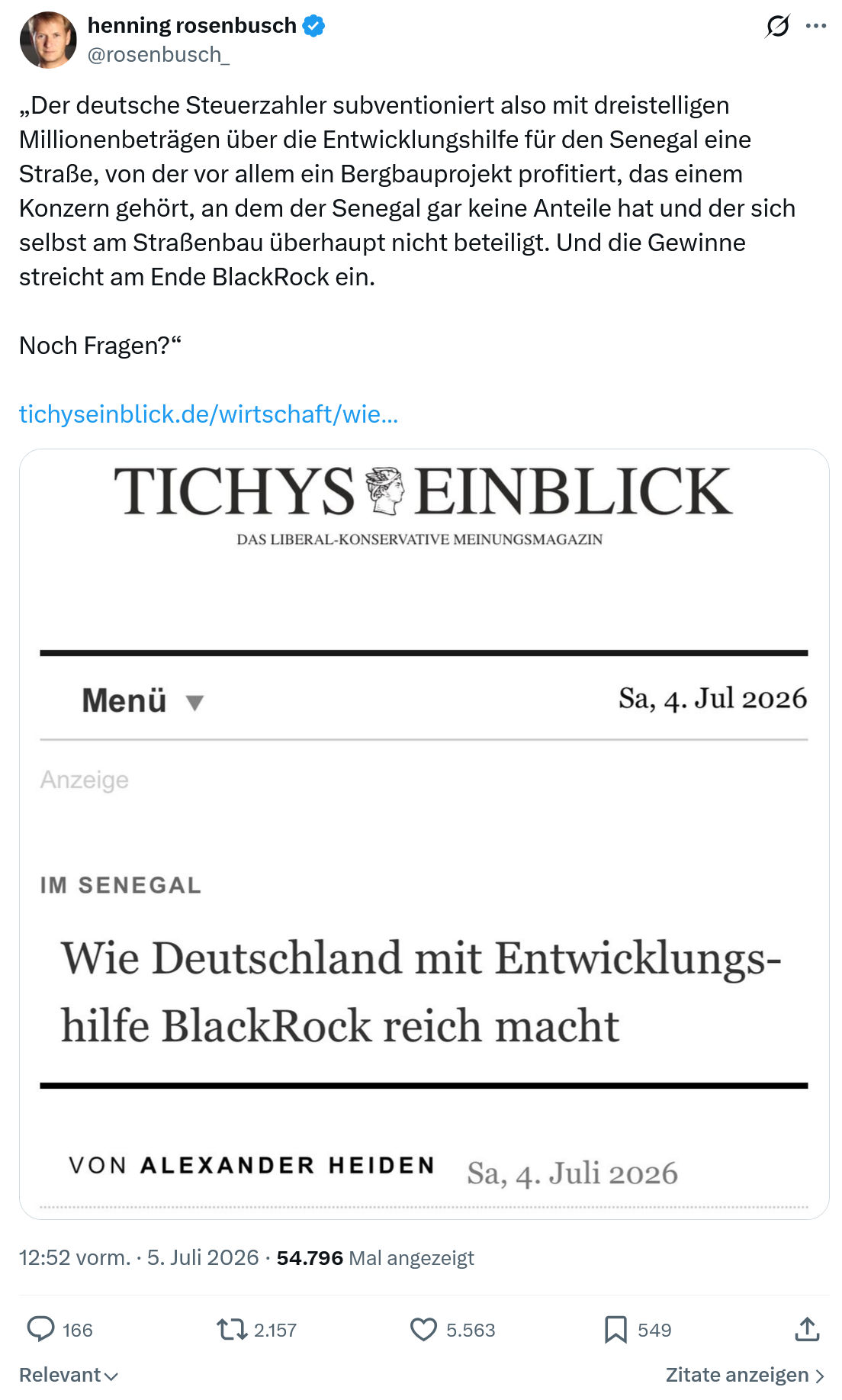 henning rosenbusch: Der deutsche Steuerzahler subventioniert...
