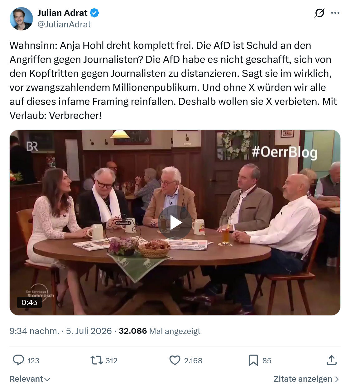 Julian Adrat: Wahnsinn: Anja Hohl dreht komplett frei...