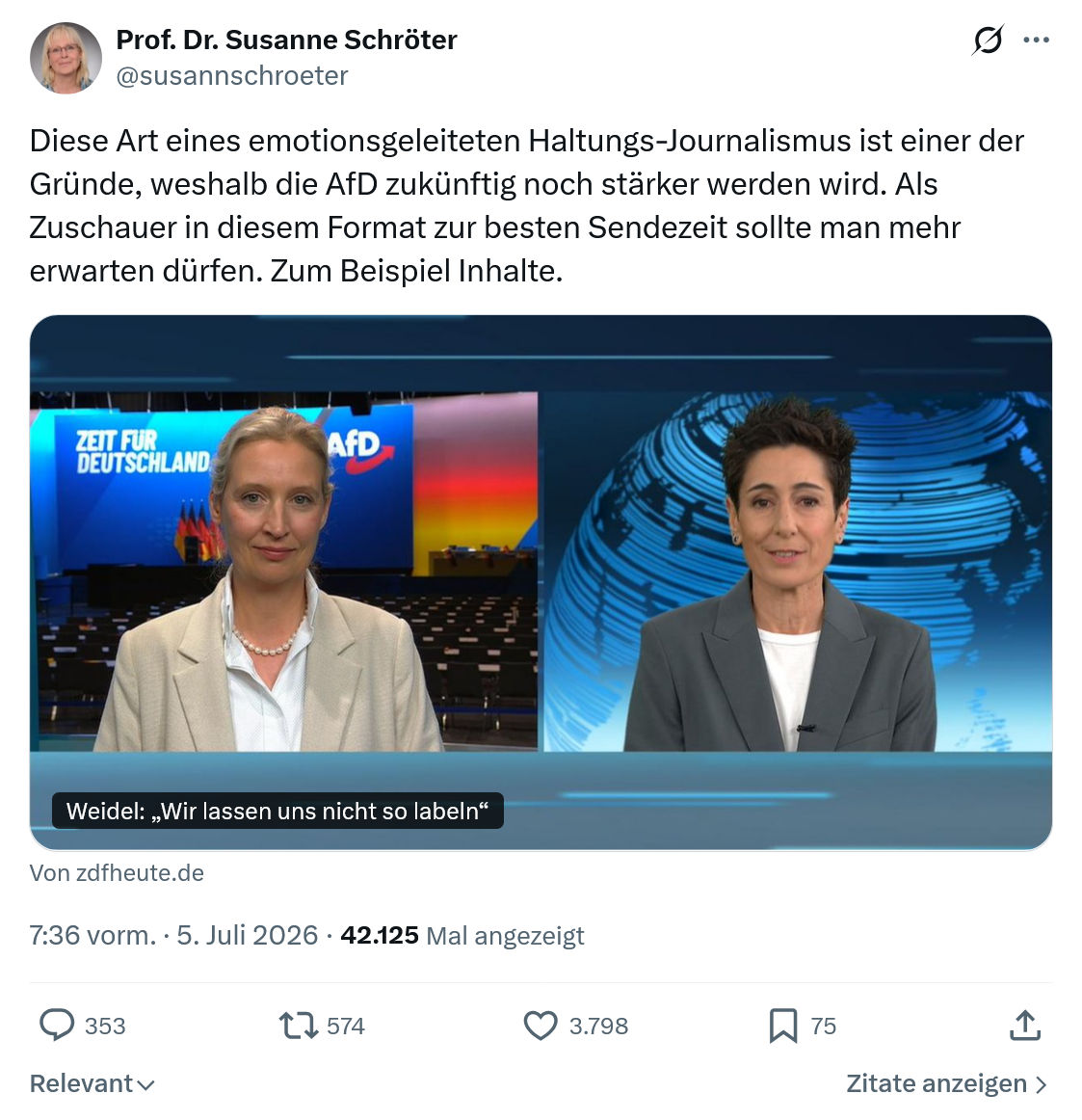 Susanne Schröter: Diese Art eines emotionsgeleiteten...