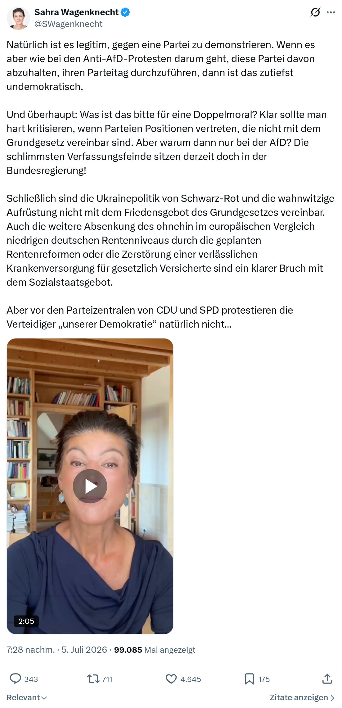 Sahra Wagenknecht: Natürlich ist es legitim...