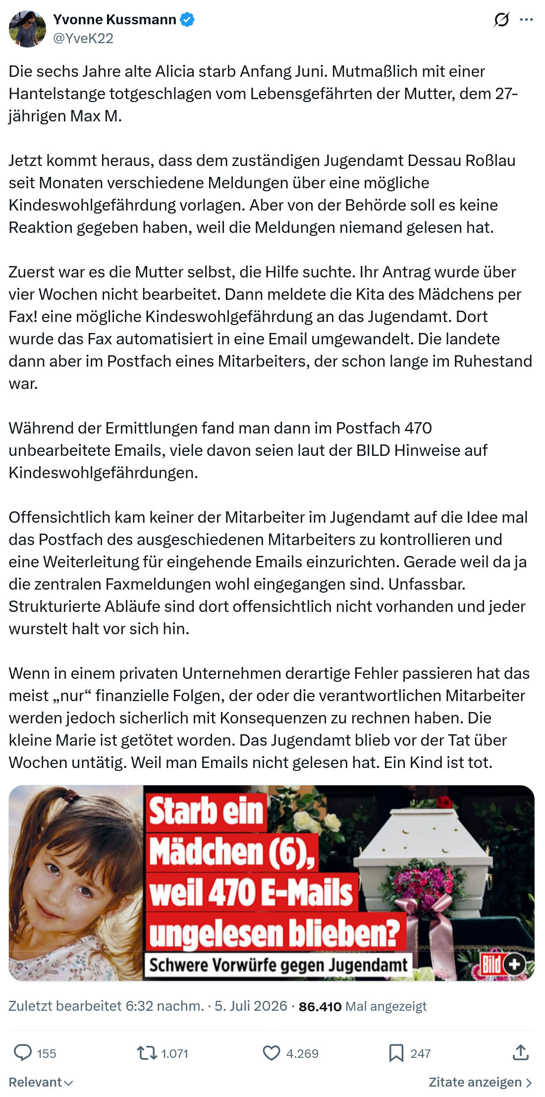 Yvonne Kussmann: Die sechs Jahre alte Alicia...