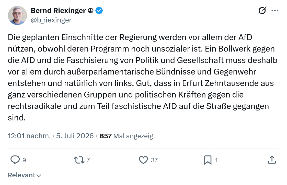 Bernd Riexinger: Die geplanten Einschnitte der Regierung...