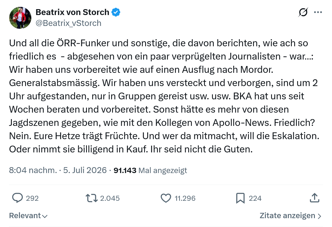 Beatrix von Storch: Und all die ÖRR-Funker und sonstige...