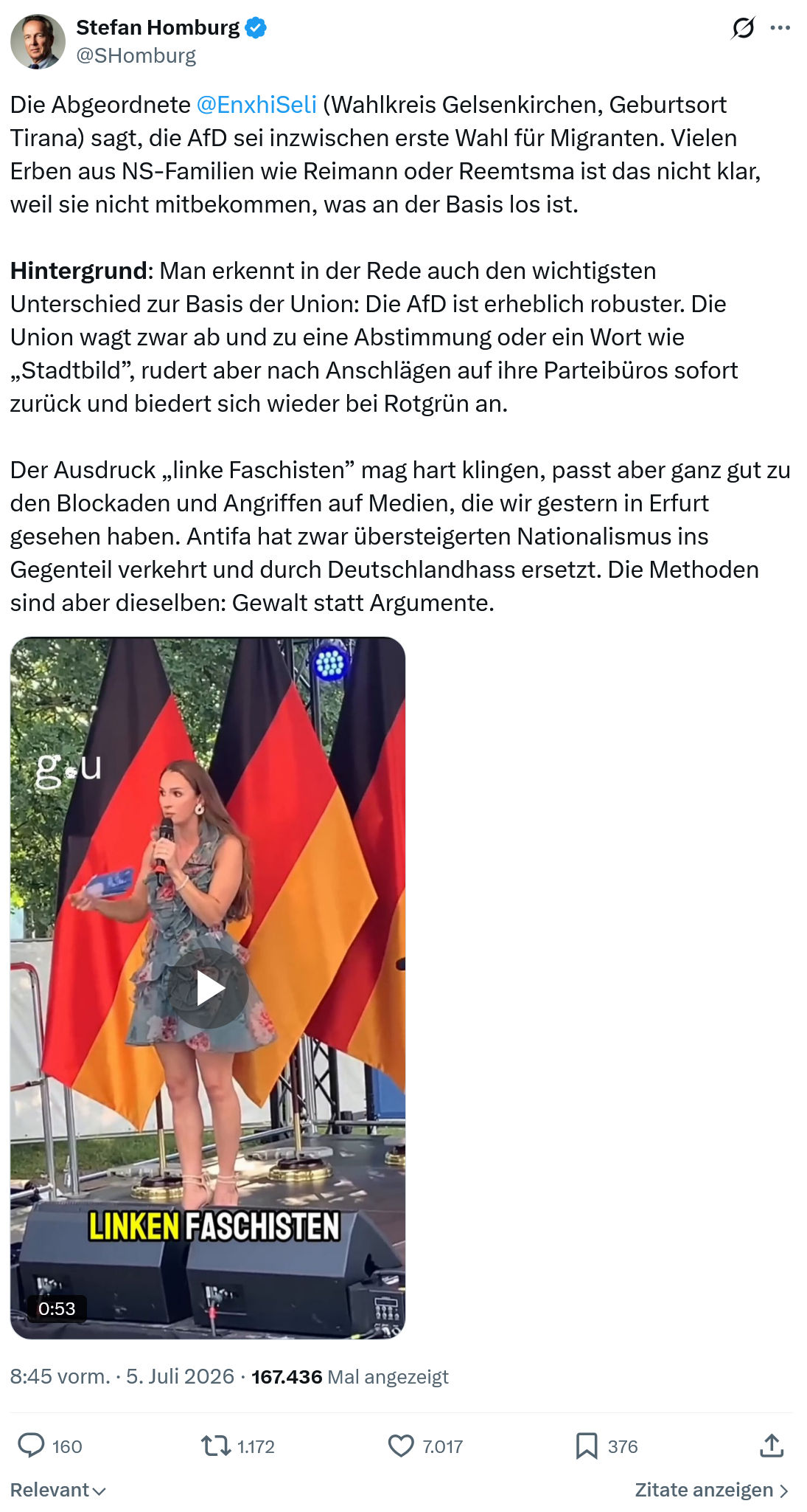 Stefan Homburg: Die Abgeordnete @EnxhiSeli...