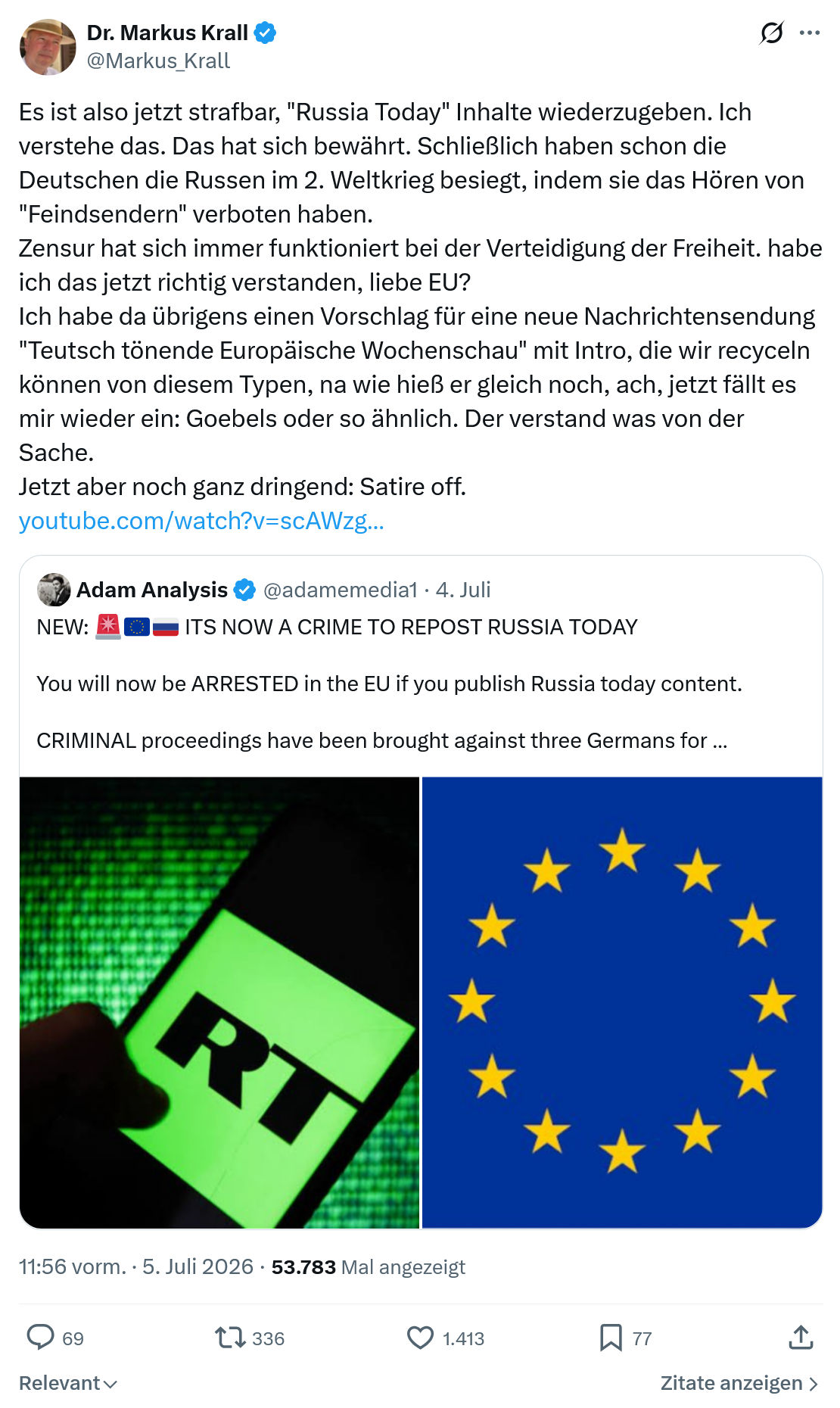 Markus Krall: Es ist also jetzt strafbar...