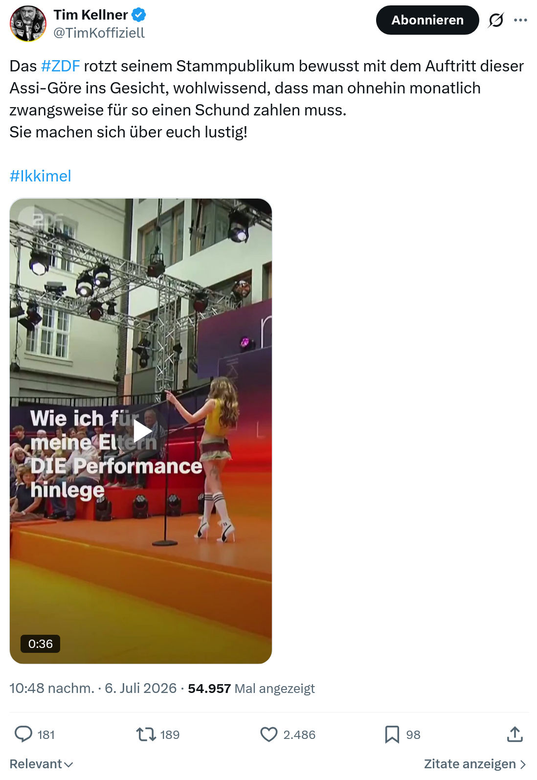 Tim Kellner: Das #ZDF rotzt seinem Stammpublikum...