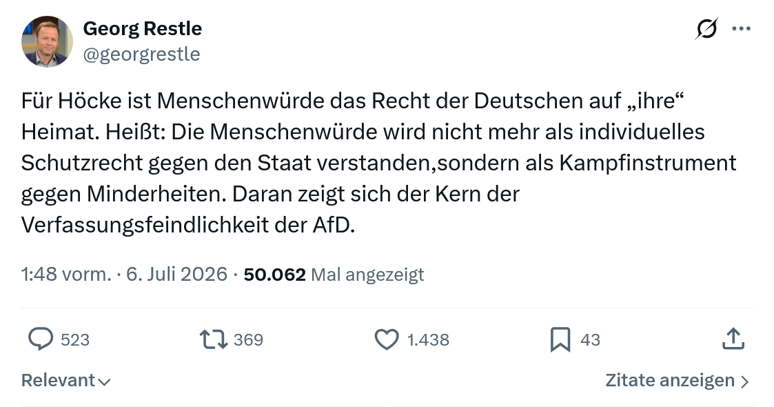 Georg Restle: Für Höcke ist Menschenwürde...