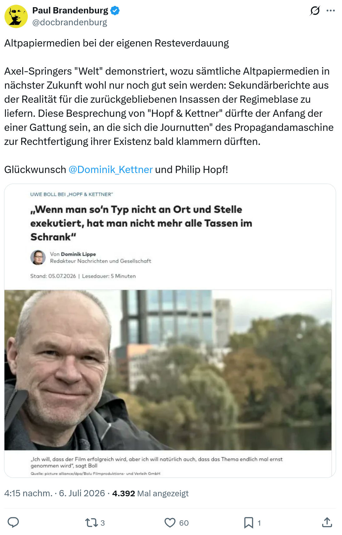 Paul Brandenburg: Altpapiermedien bei der eigenen Resteverdauung...