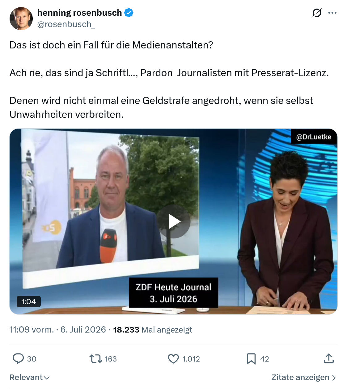 henning rosenbusch: Das ist doch ein Fall für die Medienanstalten...