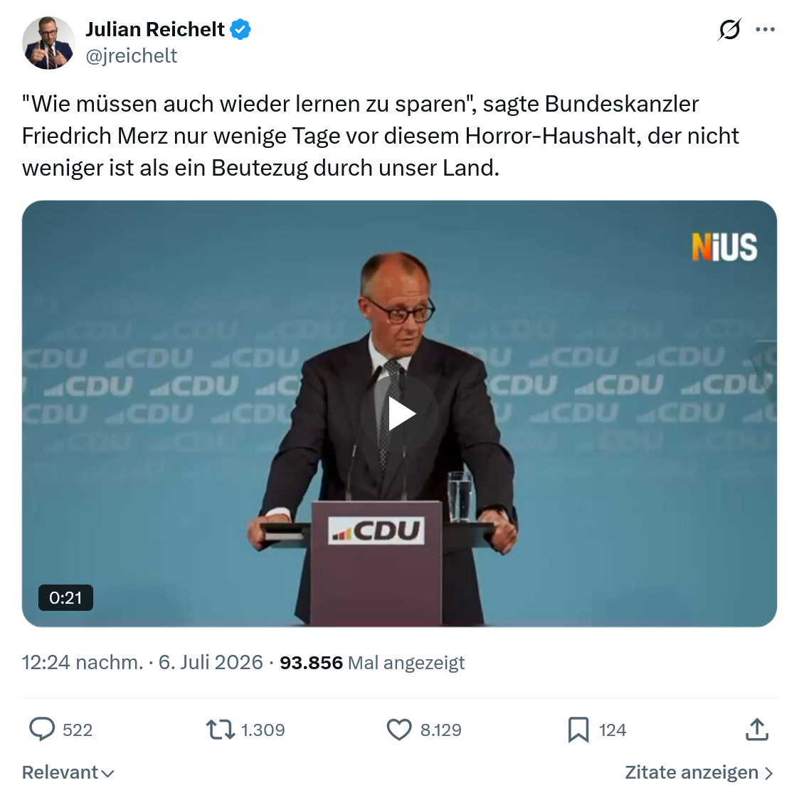 Julian Reichelt: "Wie müssen auch wieder lernen zu sparen"...