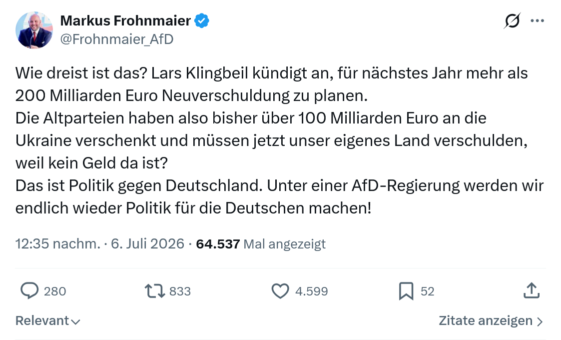 Markus Frohnmaier: Wie dreist ist das...