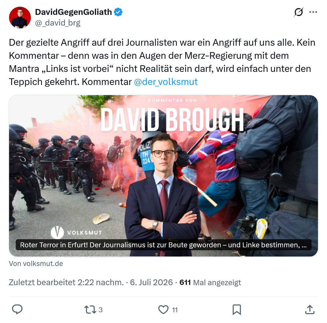 David Gegen Goliath: Der gezielte Angriff auf drei Journalisten...