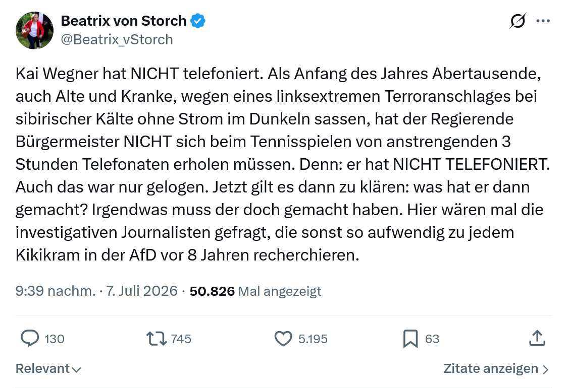 Beatrix von Storch: Kai Wegner hat NICHT telefoniert...