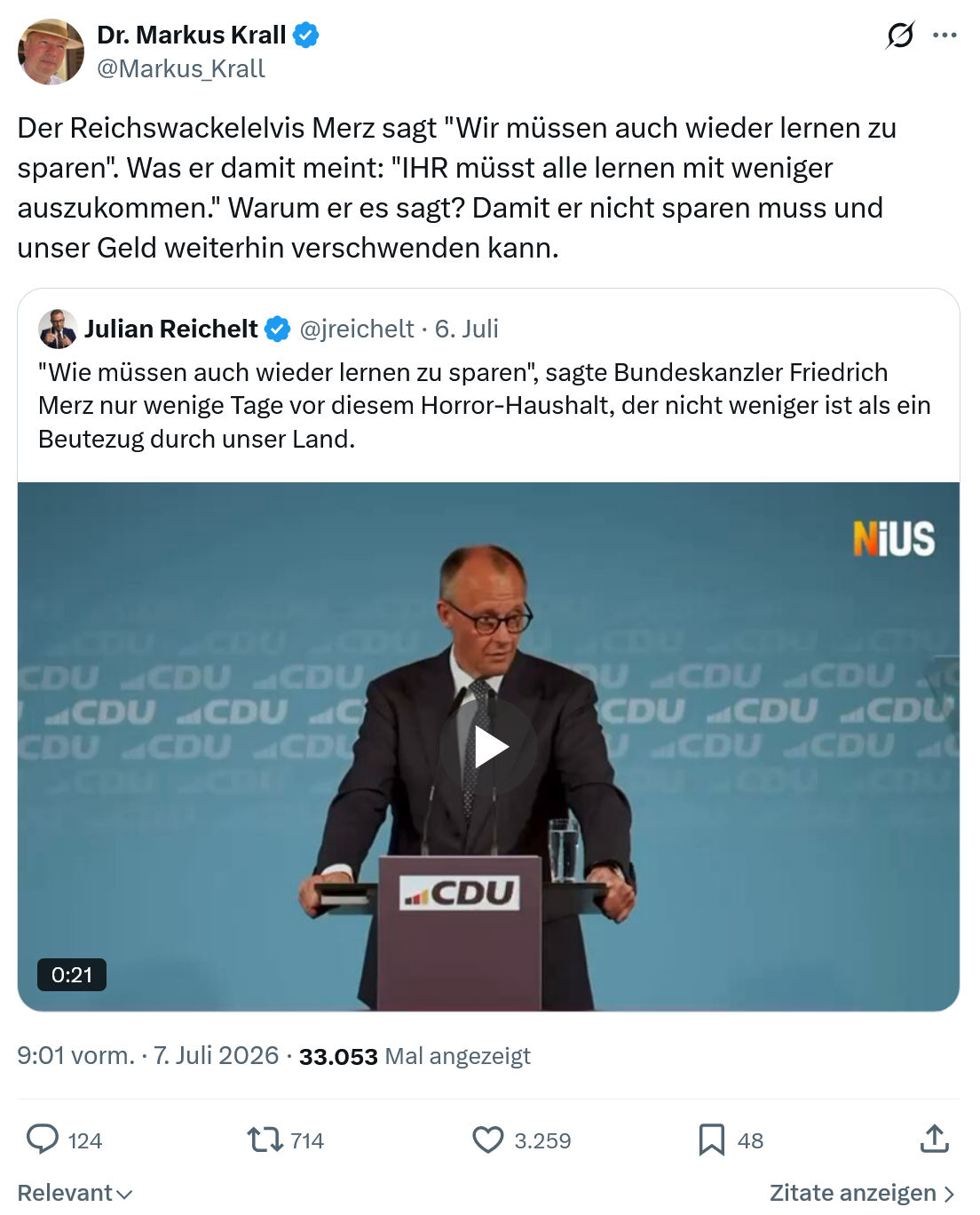 Markus Krall: Der Reichswackelelvis Merz sagt...
