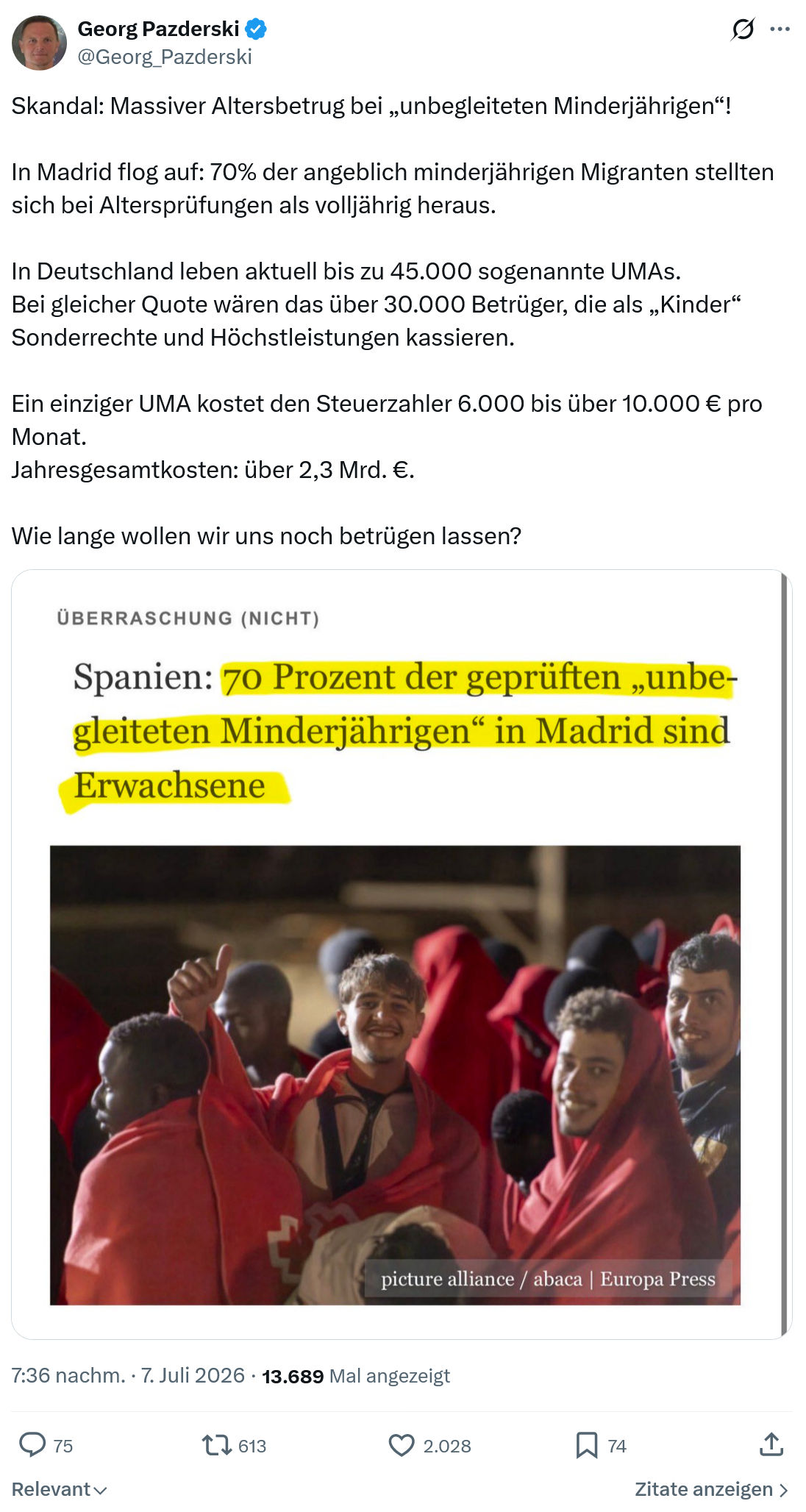 Georg Pazderski: Skandal: Massiver Altersbetrug bei...