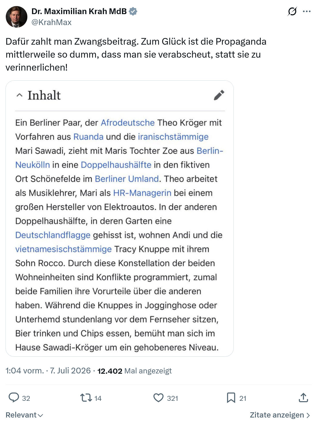 Maximilian Krah: Dafür zahlt man Zwangsbeitrag...