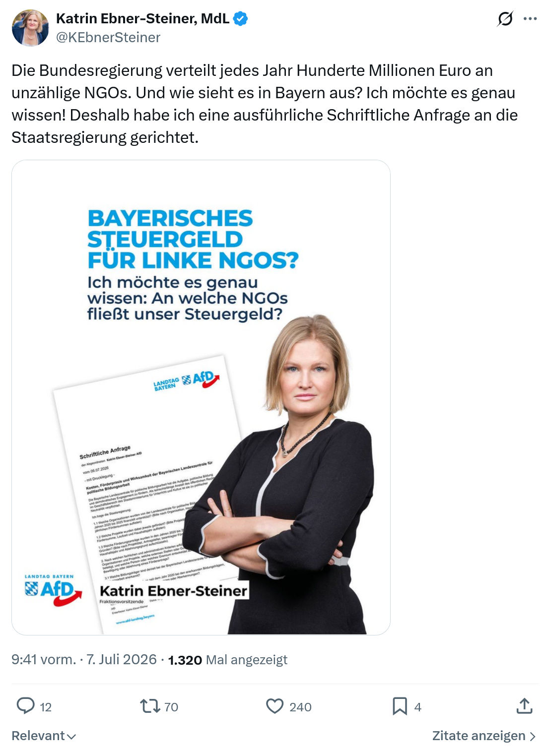 Katrin Ebner-Steiner: Die Bundesregierung verteilt jedes...