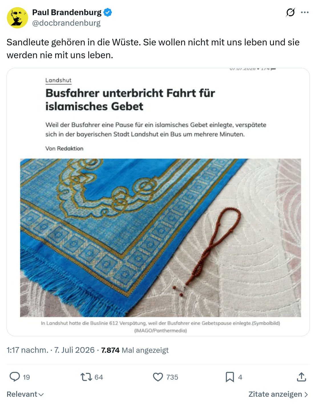 Paul Brandenburg: Sandleute gehören in die Wüste...