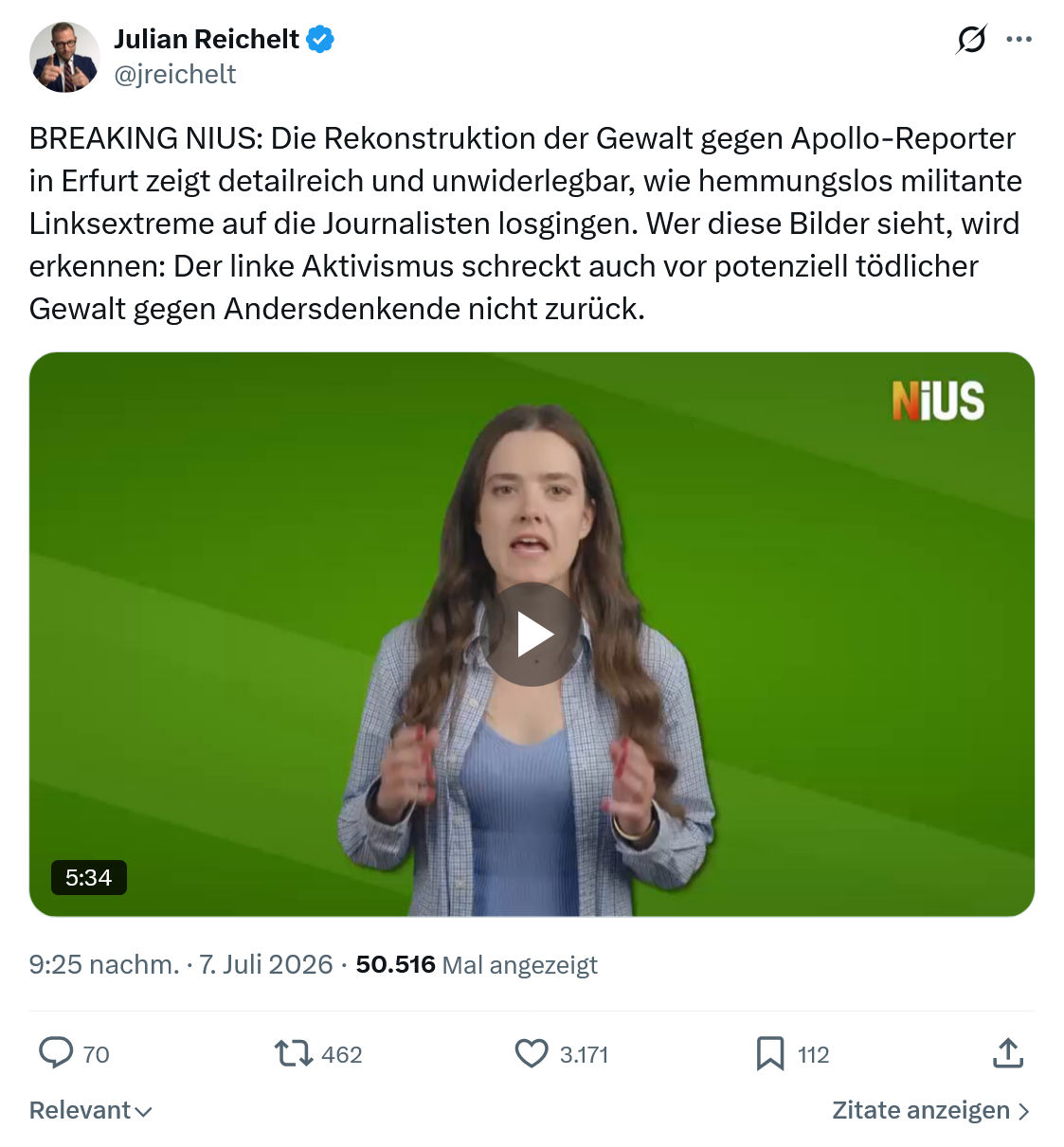 Julian Reichelt: BREAKING NIUS...