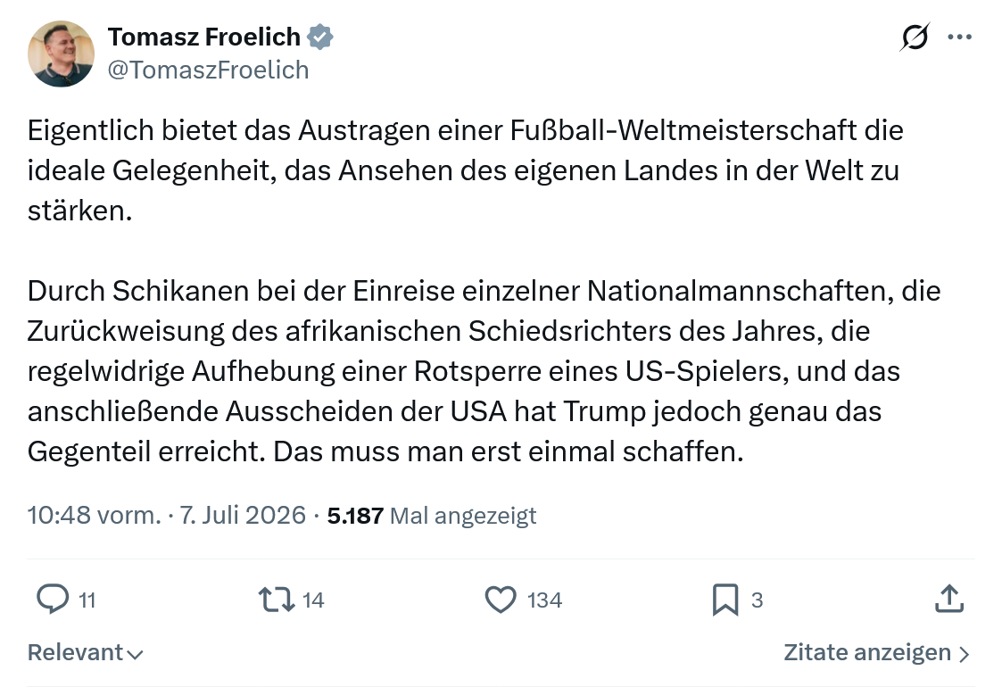 Tomasz Froelich: Eigentlich bietet das Austragen...