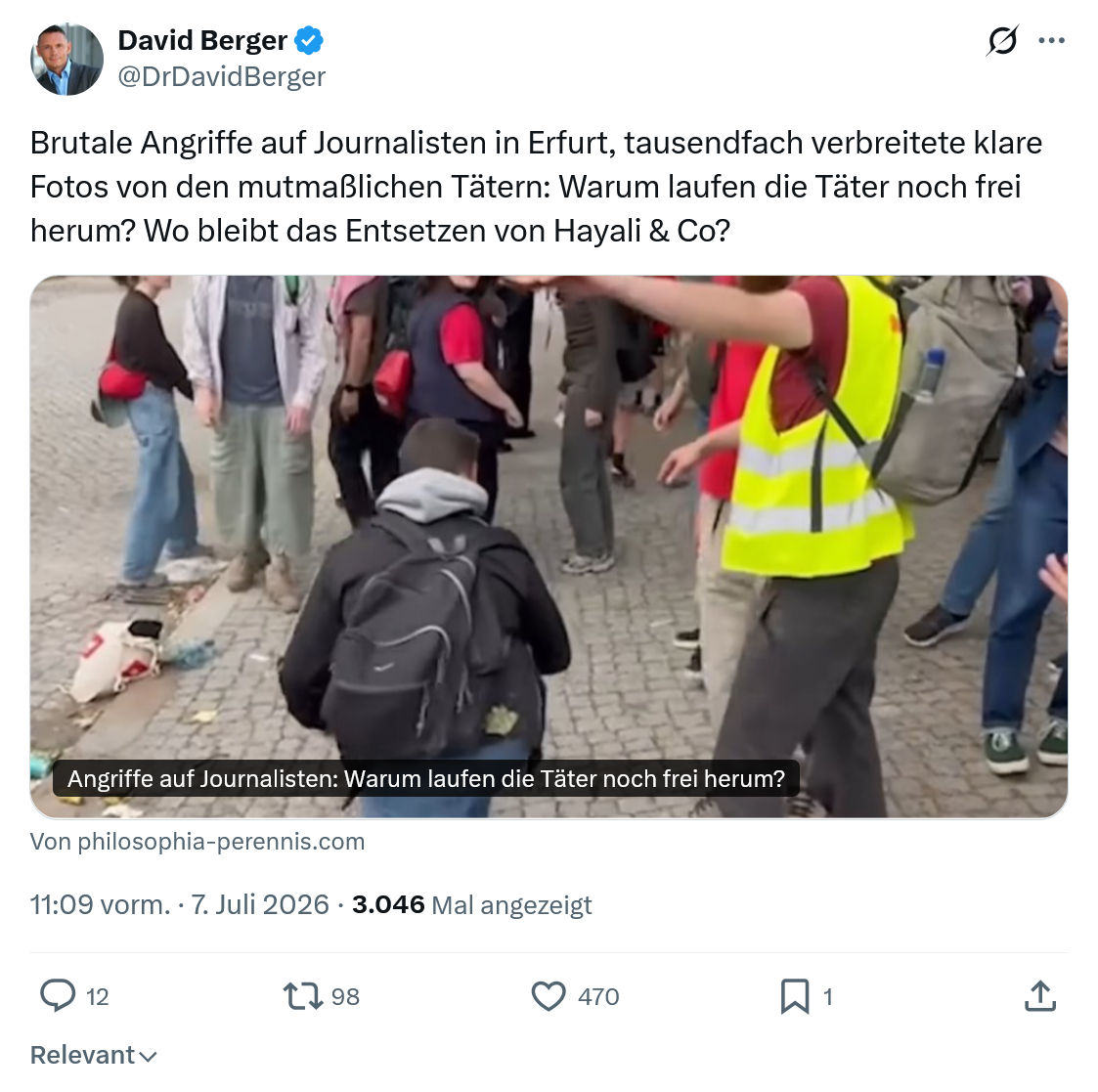 David Berger: Brutale Angriffe auf Journalisten...
