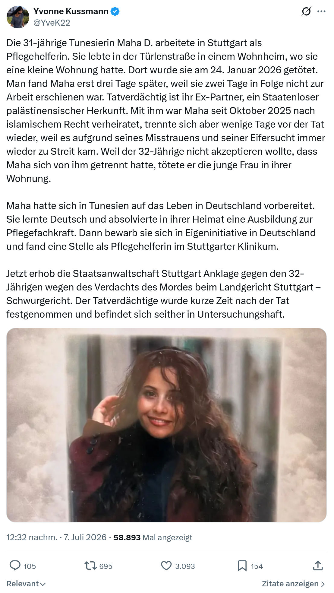 Yvonne Kussmann: Die 31-jährige Tunesierin Maha...