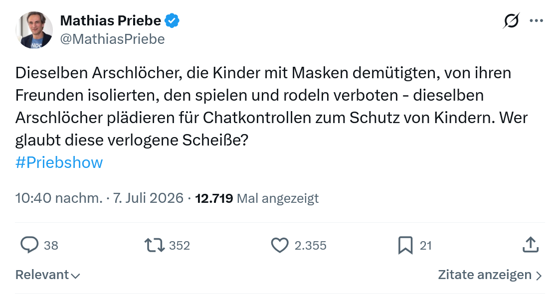 Mathias Priebe: Dieselben Arschlöcher...