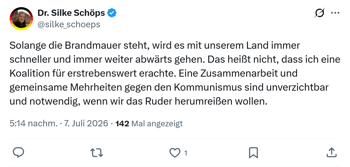 Silke Schöps: Solange die Brandmauer steht...