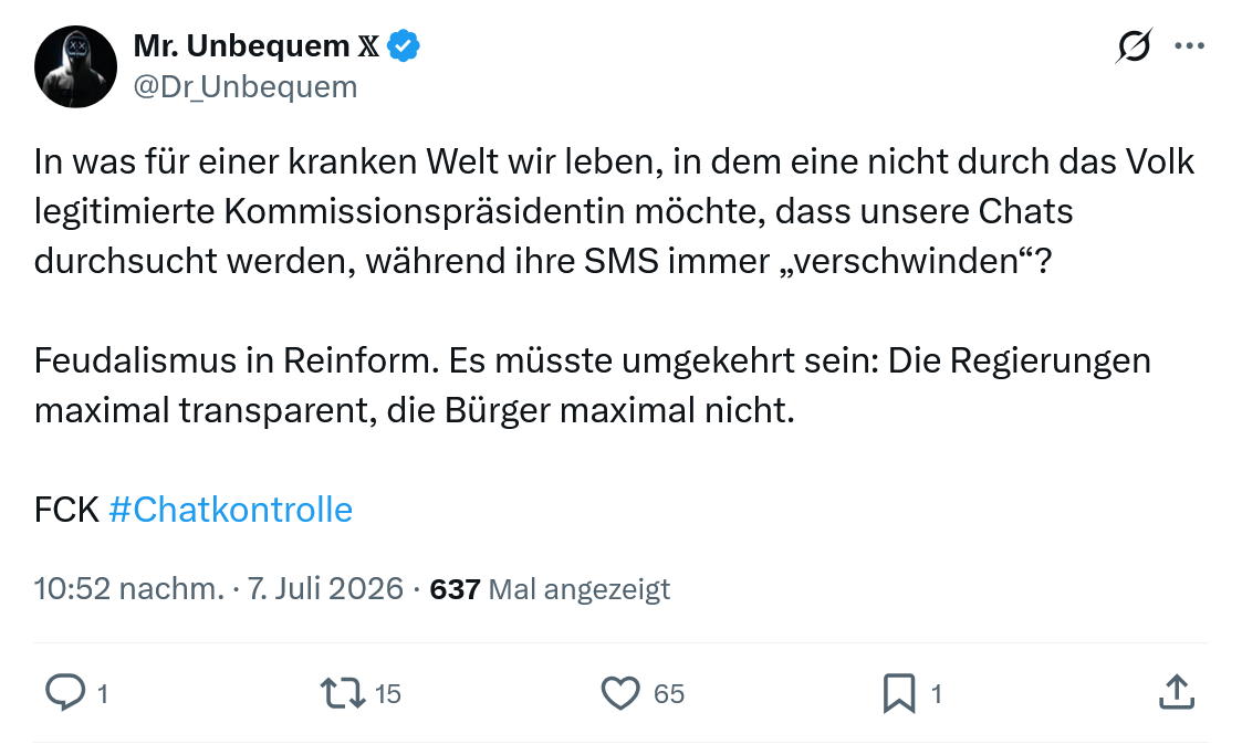 Mr. Unbequem: In was für einer kranken Welt wir leben...