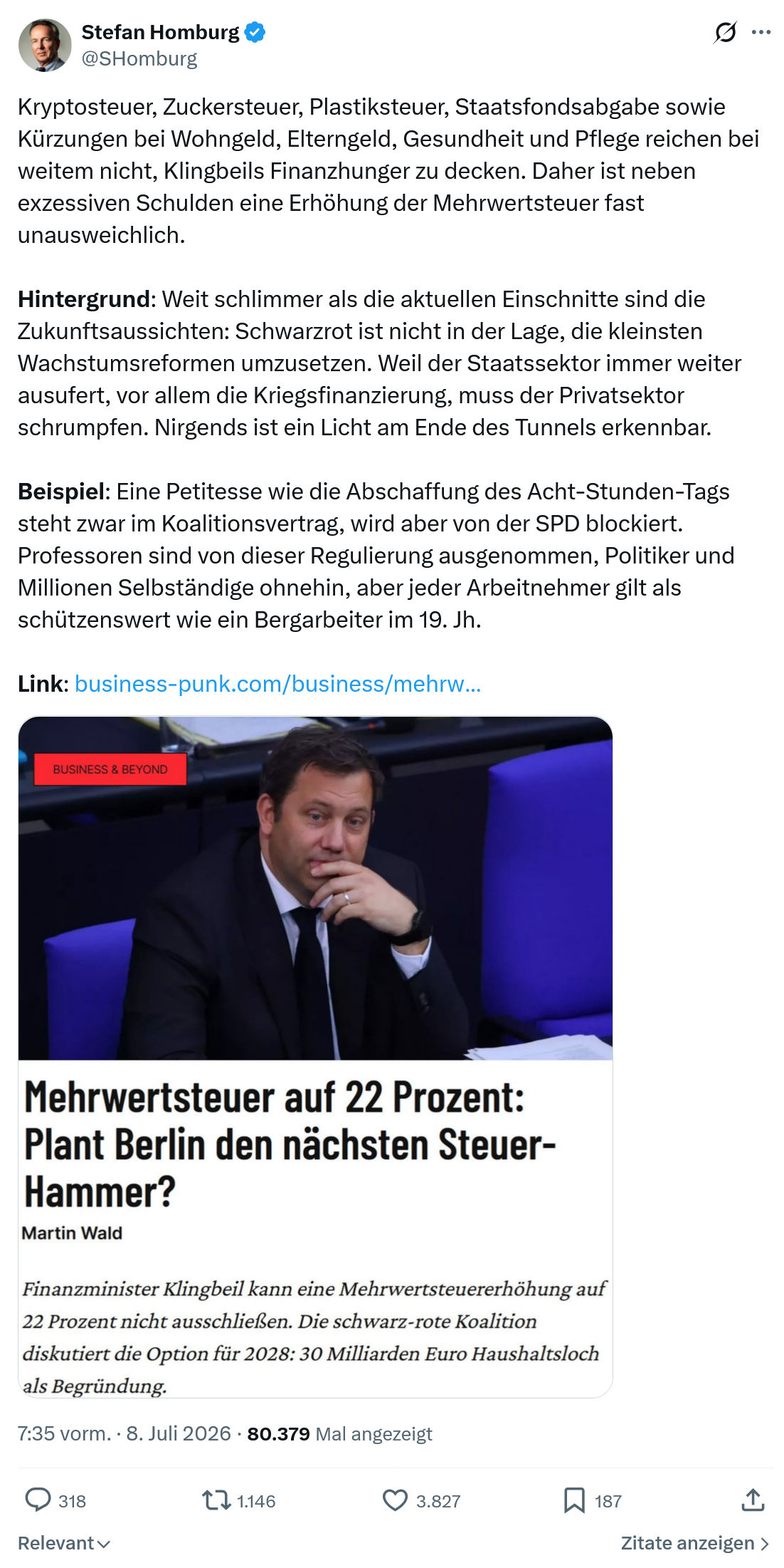 Stefan Homburg: Kryptosteuer, Zuckersteuer, Plastiksteuer, Staatsfondsabgabe...
