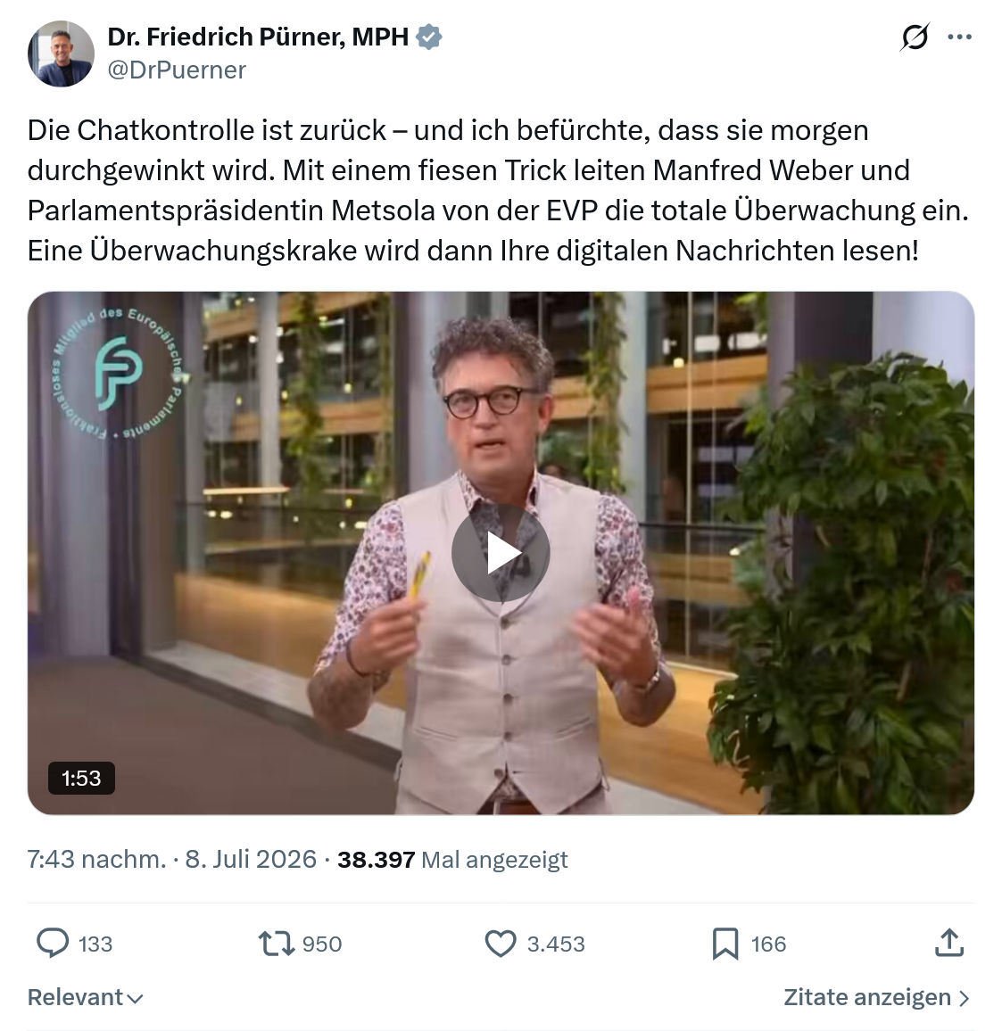 Friedrich Pürner: Die Chatkontrolle ist zurück...