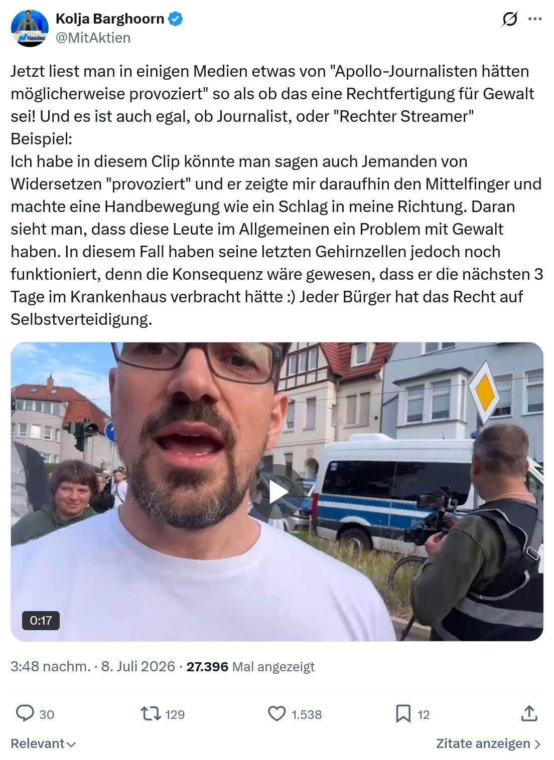 Kolja Barghoorn: Jetzt liest man in einigen Medien...