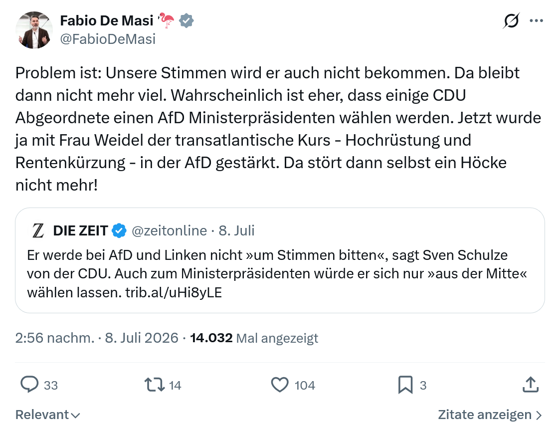 Fabio De Masi: Problem ist: Unsere Stimmen wird er auch nicht bekommen...