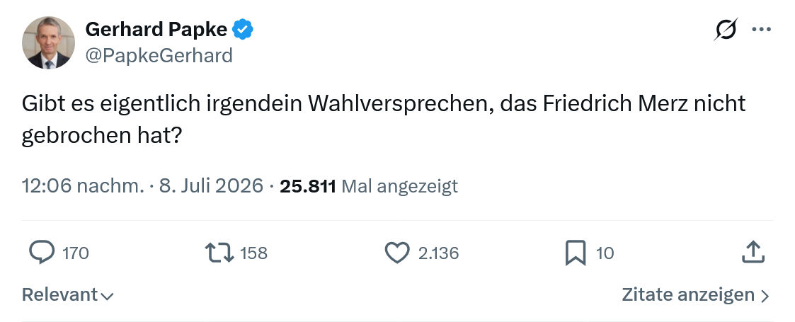 Gerhard Papke: Gibt es eigentlich irgendein Wahlversprechen...