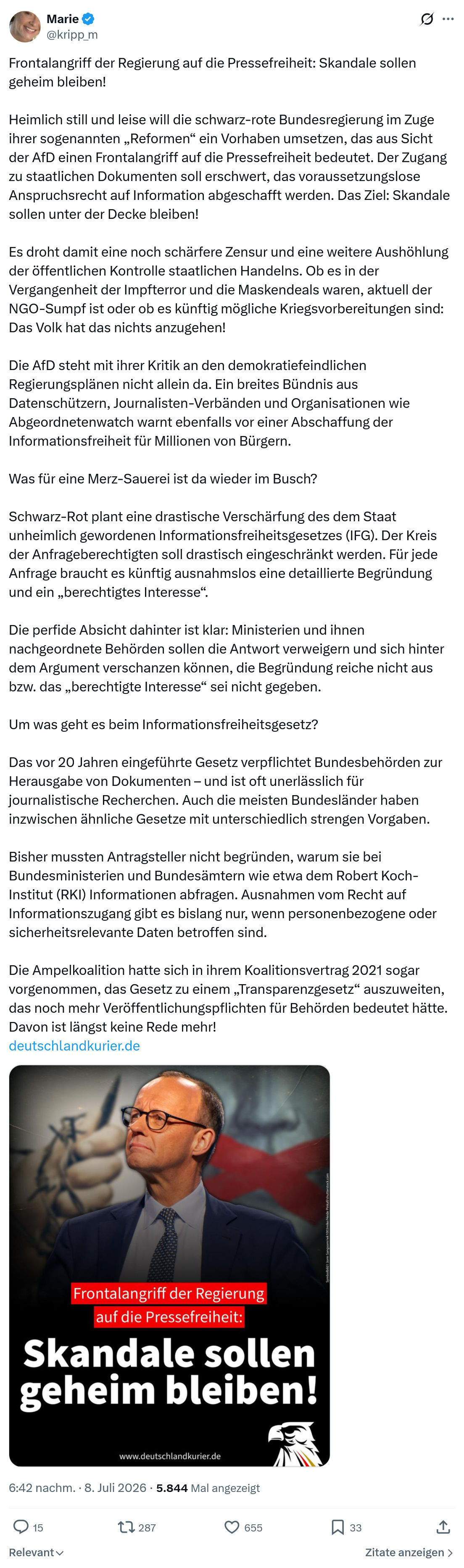 Marie kripp: Frontalangriff der Regierung auf die Pressefreiheit...