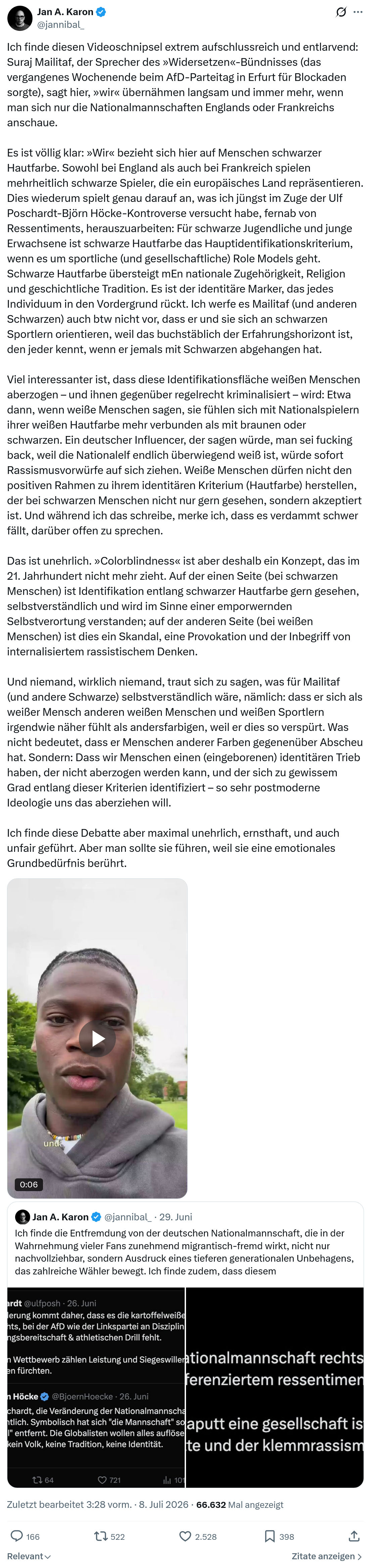 Jan A. Karon: Ich finde diesen Videoschnipsel extrem aufschlussreich und entlarvend...