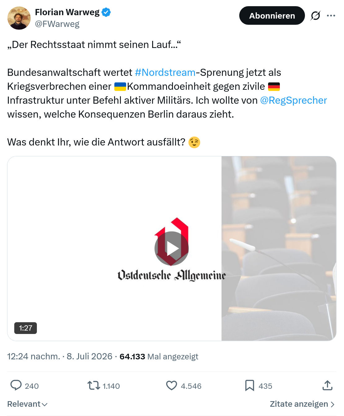 Florian Warweg: Der Rechtsstaat nimmt seinen Lauf...