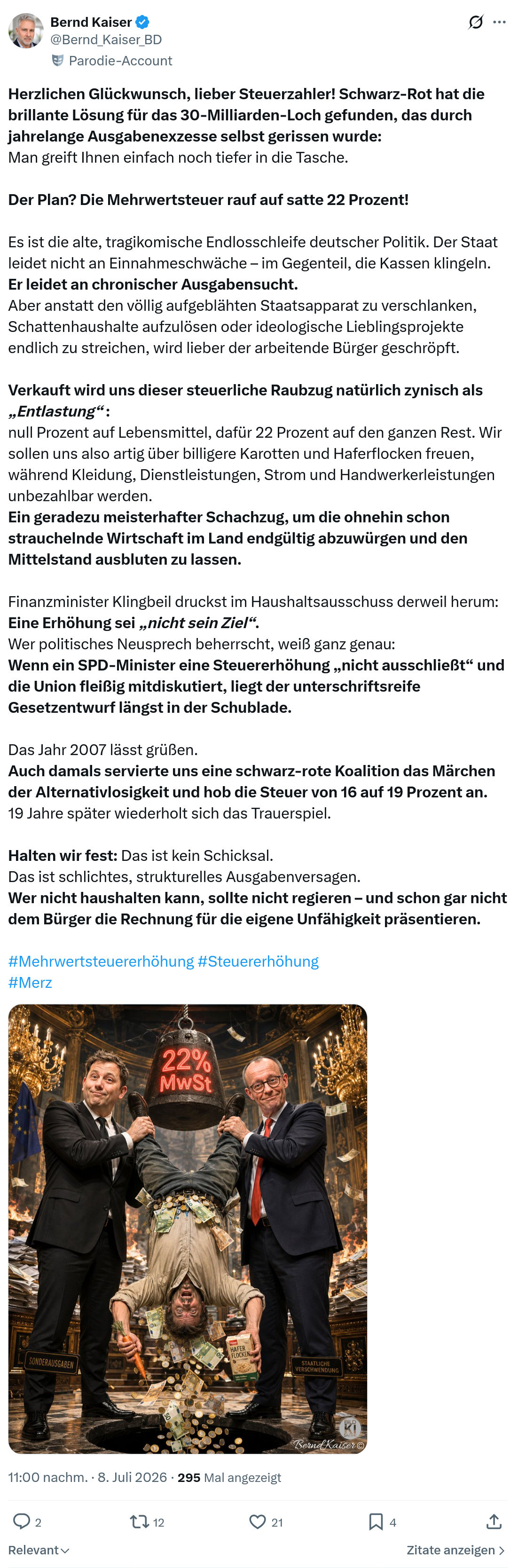 Bernd Kaiser: Herzlichen Glückwunsch, lieber Steuerzahler...