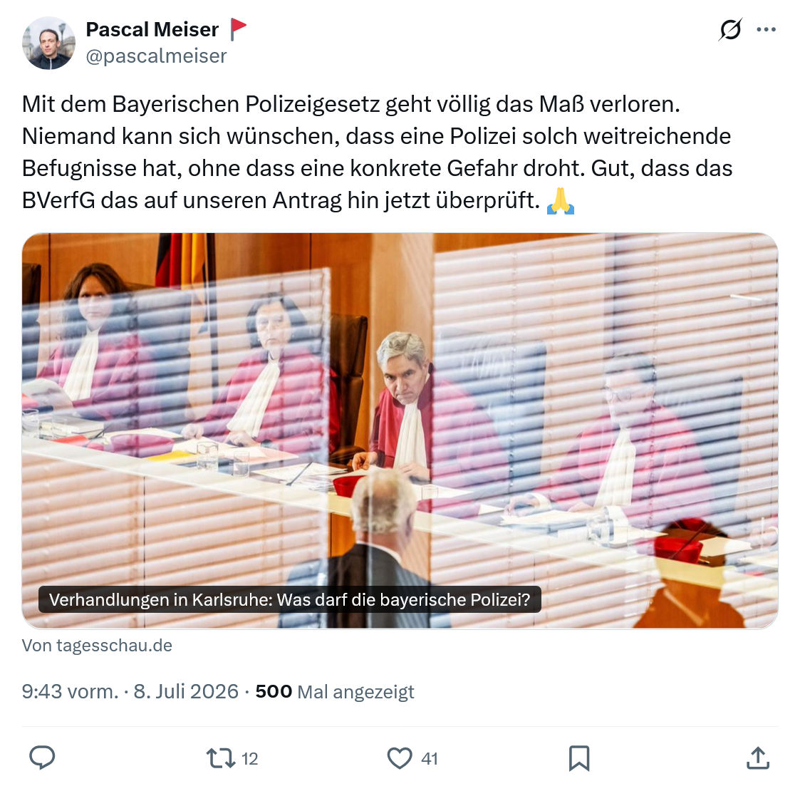 Pascal Meiser: Mit dem Bayerischen Polizeigesetz geht völlig das Maß verloren...