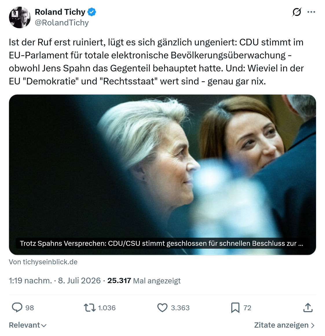 Roland Tichy: Ist der Ruf erst ruiniert, lügt es sich gänzlich ungeniert...
