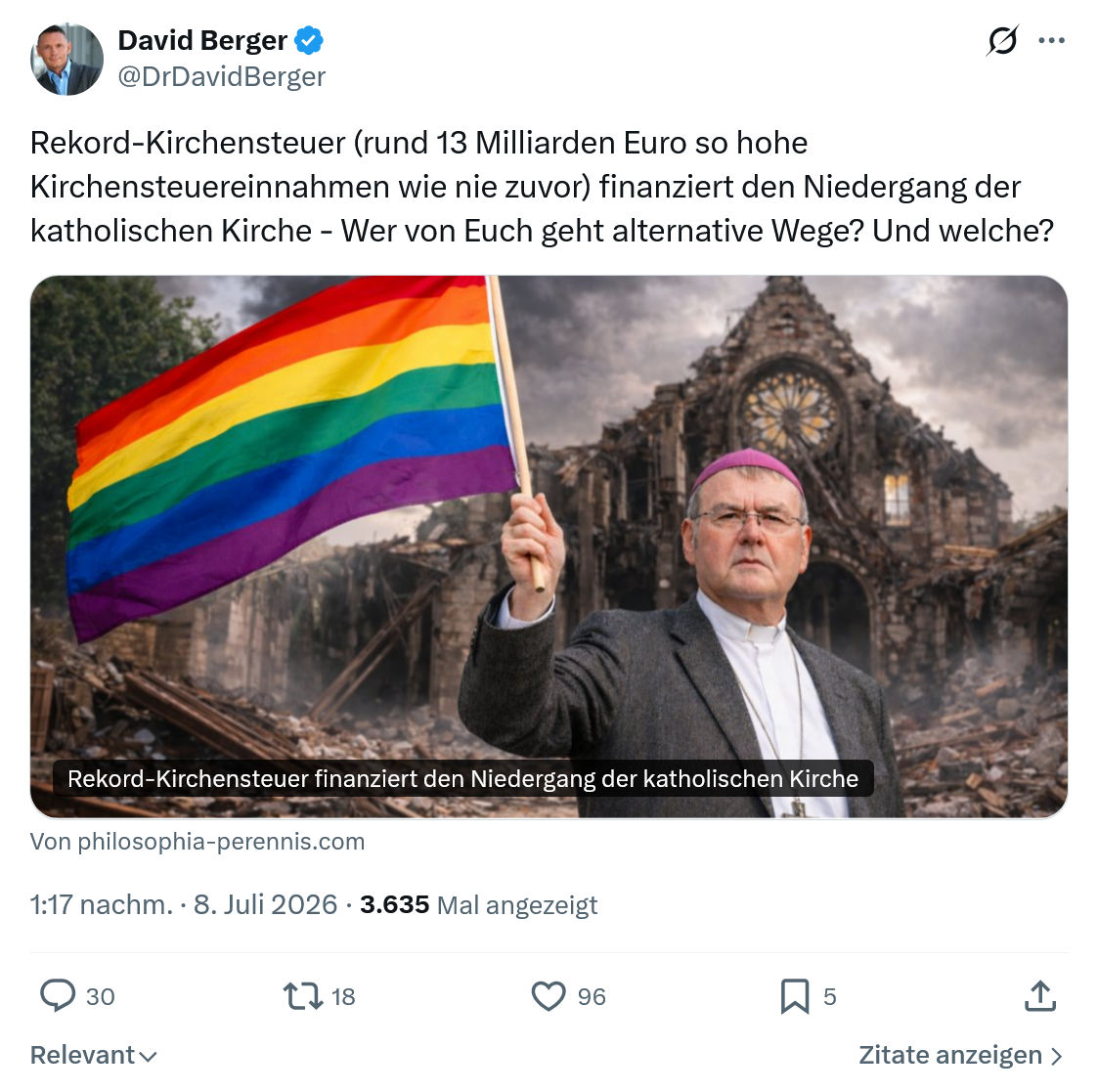 David Berger: Rekord-Kirchensteuer...