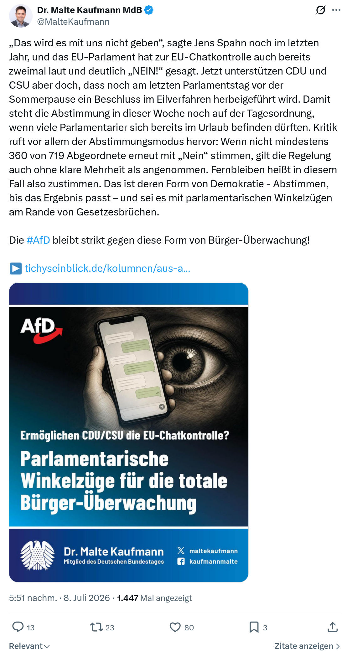 Malte Kaufmann: Das wird es mit uns nicht geben...