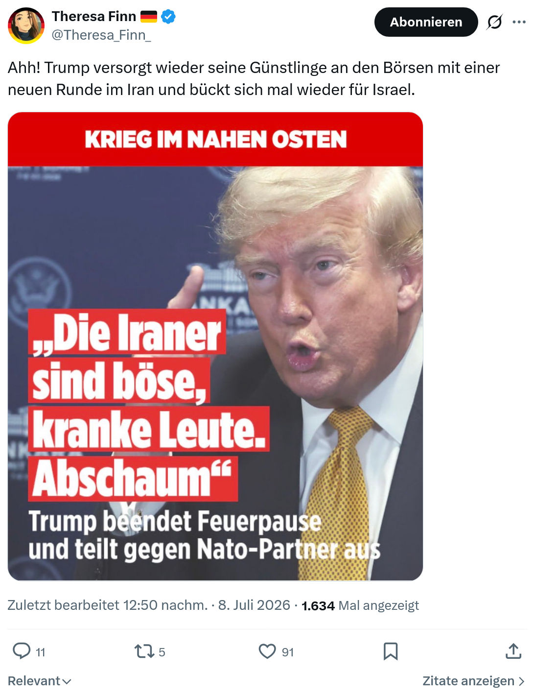 Theresa Finn: Trump versorgt wieder seine Günstlinge...