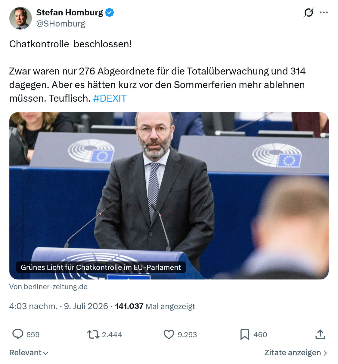 Stefan Homburg: Chatkontrolle beschlossen...